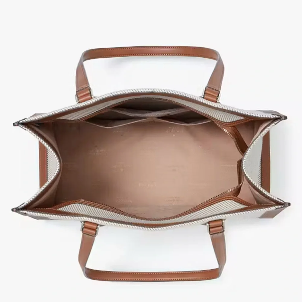 Kate Spade Ellie Large Tote Bag ~ Canvas & Leather Logo Satchel Handbag Purse - Picture 4 of 8